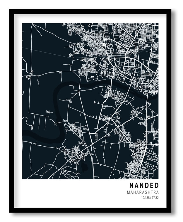Pantone below blue map of Nanded