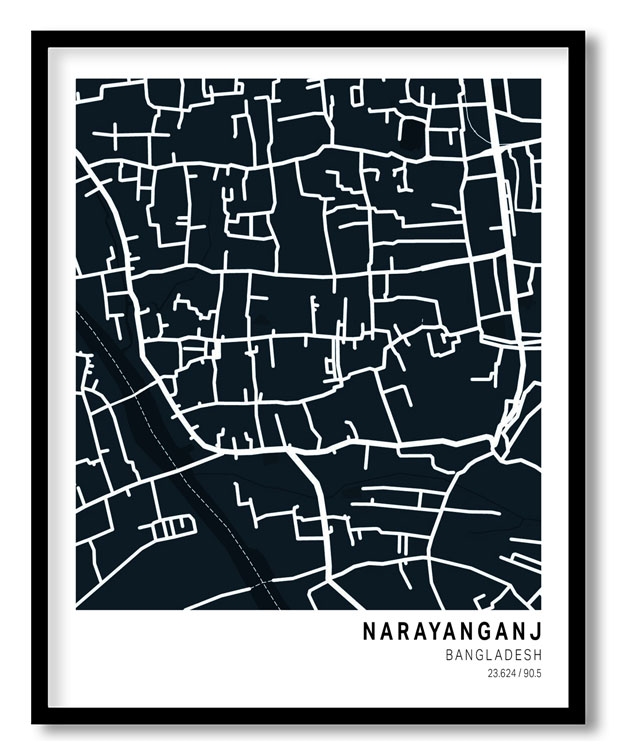 Pantone below blue map of Narayanganj