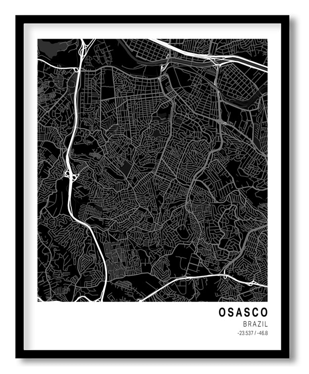 Pantone below black map of Osasco
