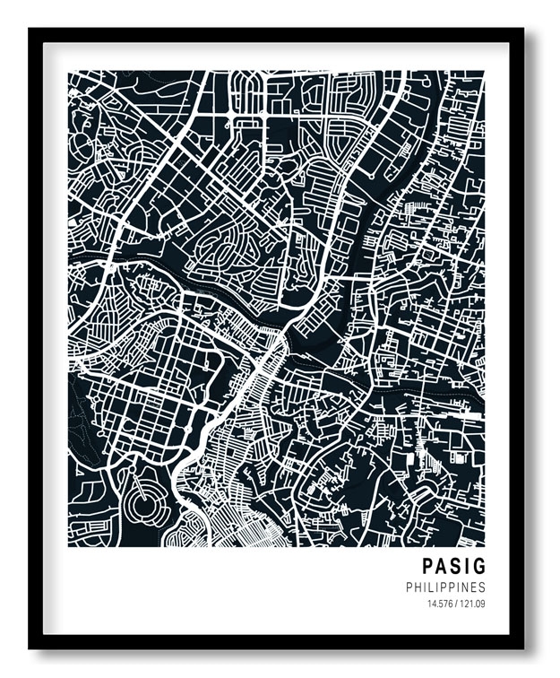 Pantone below blue map of Pasig