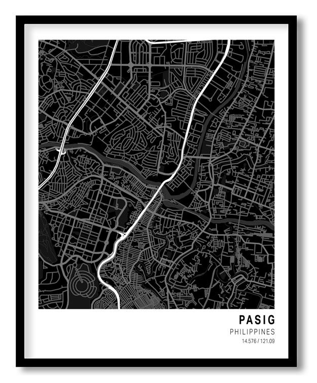 Pantone below black map of Pasig