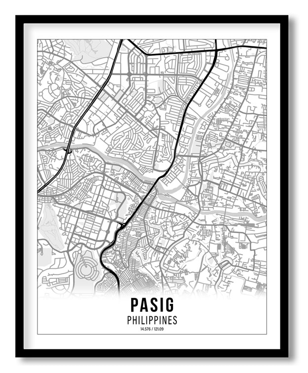 Gradient card white map of Pasig