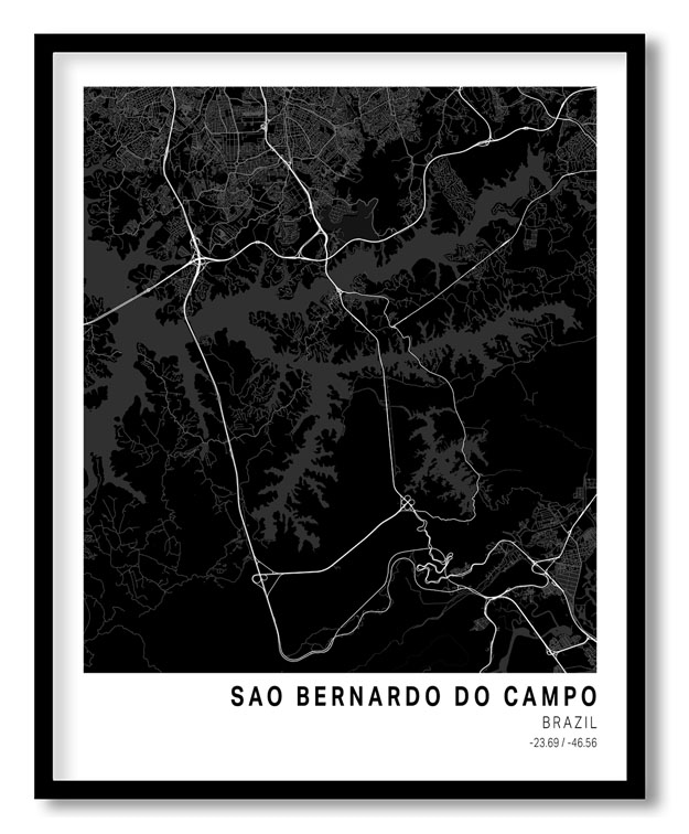Pantone below black map of Sao Bernardo Do Campo