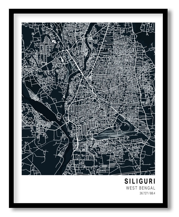Pantone below blue map of Siliguri