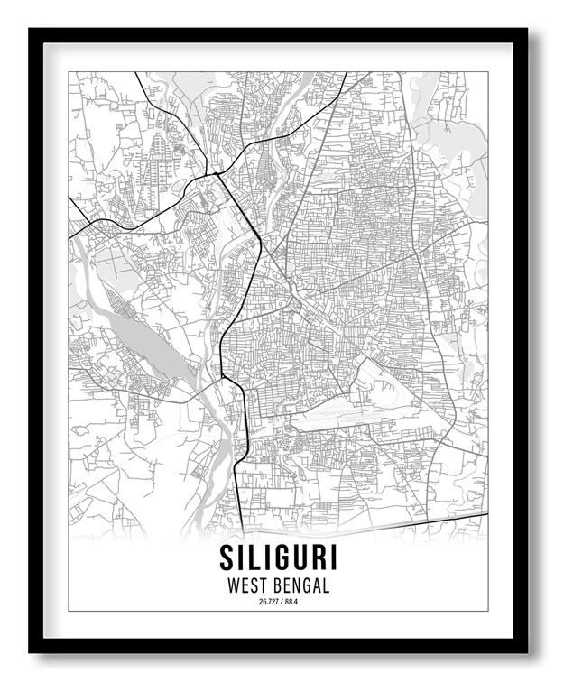 Gradient card white map of Siliguri