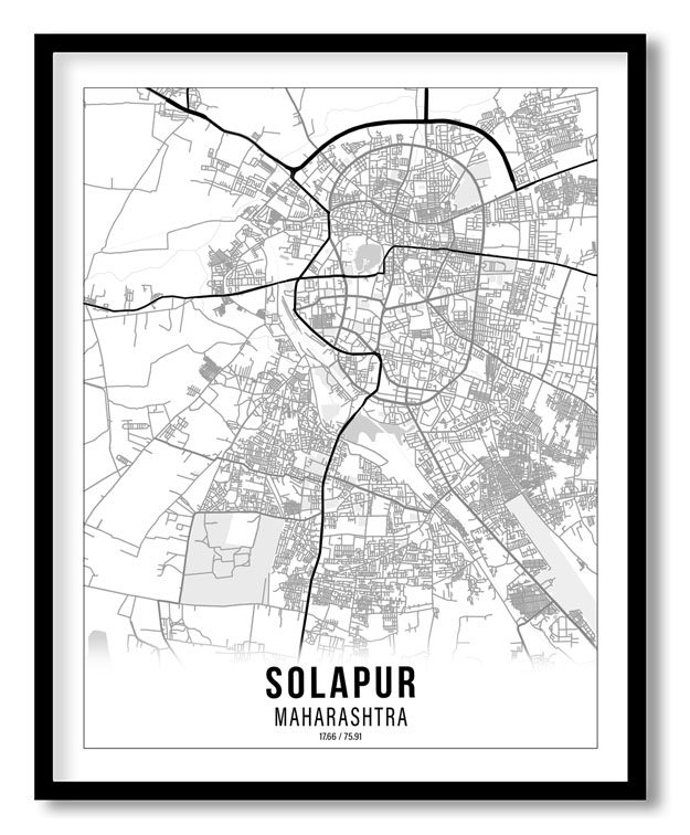 Gradient card white map of Solapur