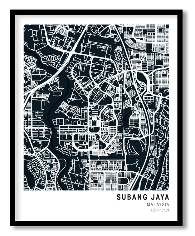 Pantone below blue map of Subang Jaya