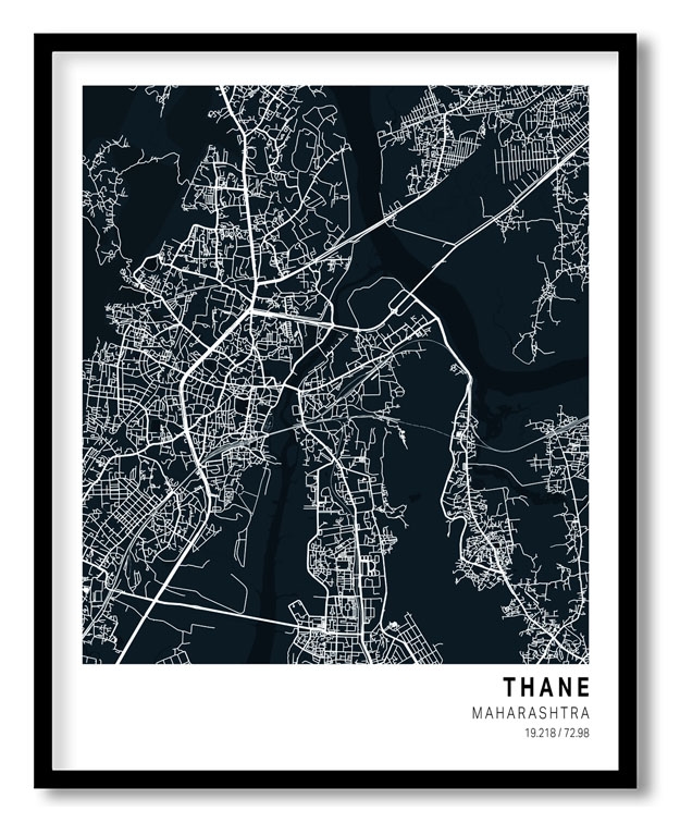 Pantone below blue map of Thane