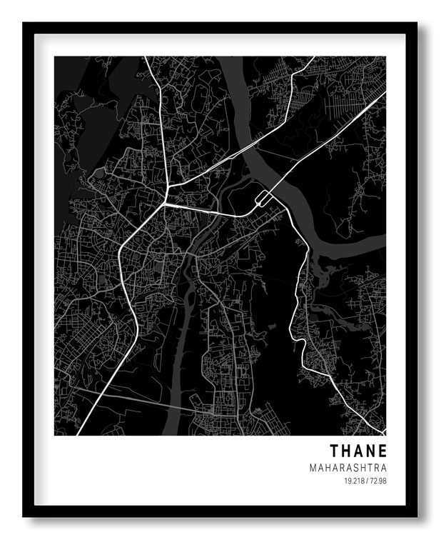 Pantone below black map of Thane