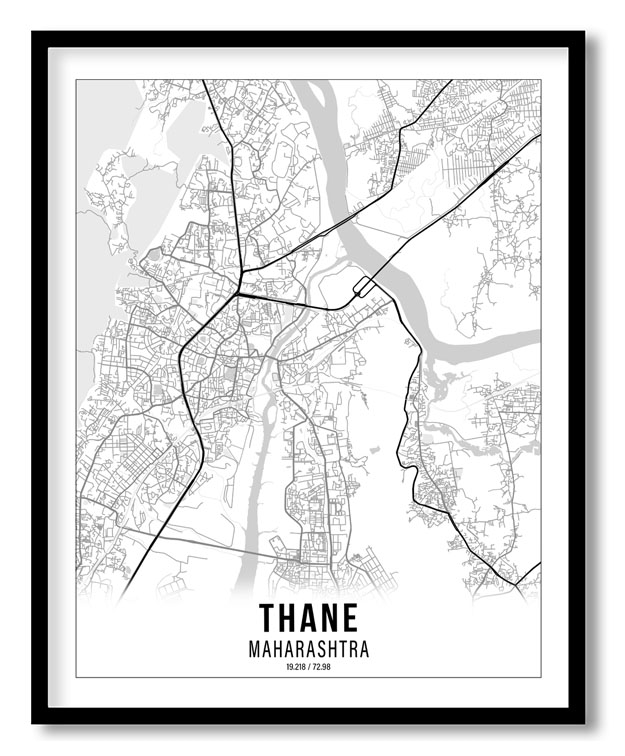 Gradient card white map of Thane