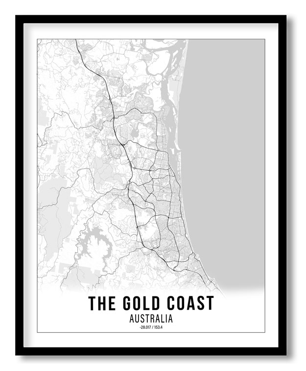Gradient card white map of The Gold Coast