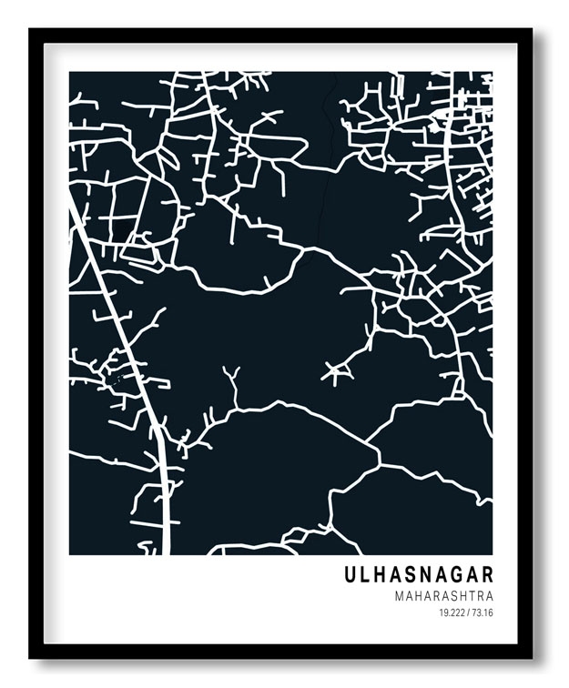 Pantone below blue map of Ulhasnagar