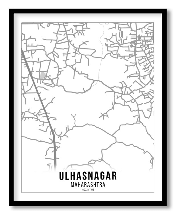 Gradient card white map of Ulhasnagar