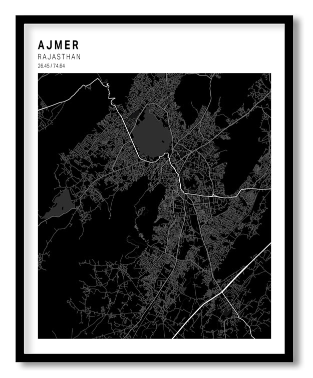 Pantone above black map of Ajmer