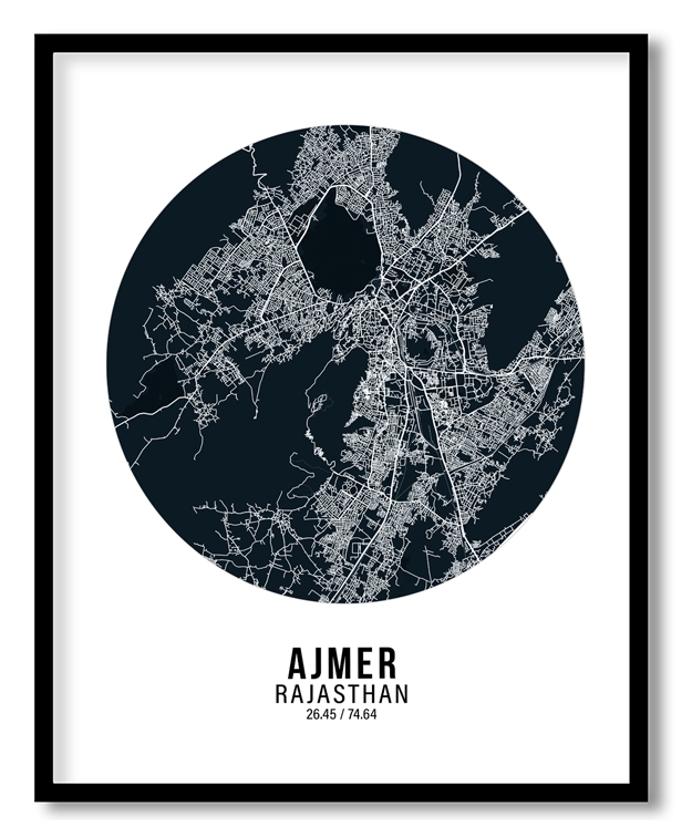Circle poster blue map of Ajmer