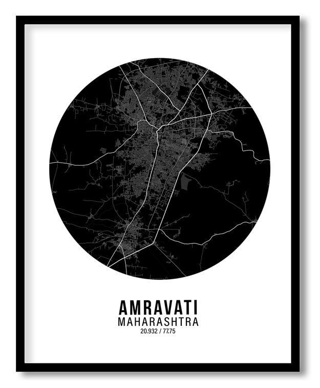 Circle poster black map of Amravati