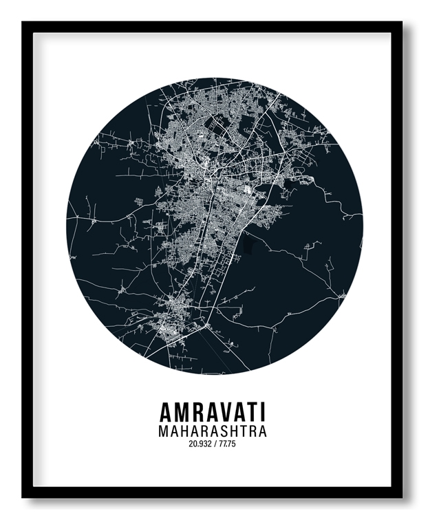 Circle poster blue map of Amravati