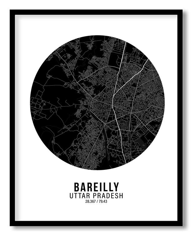 Circle poster black map of Bareilly