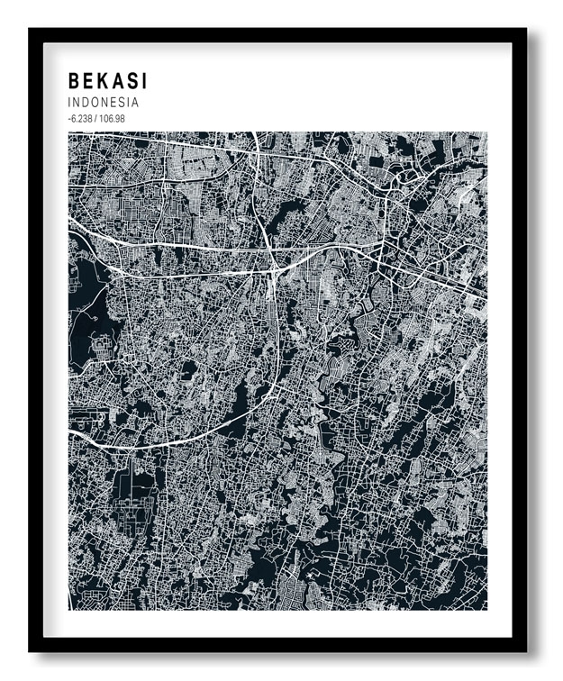 Pantone above blue map of Bekasi