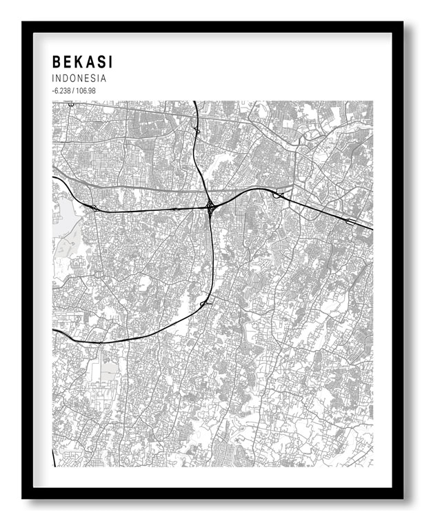 Pantone above white map of Bekasi