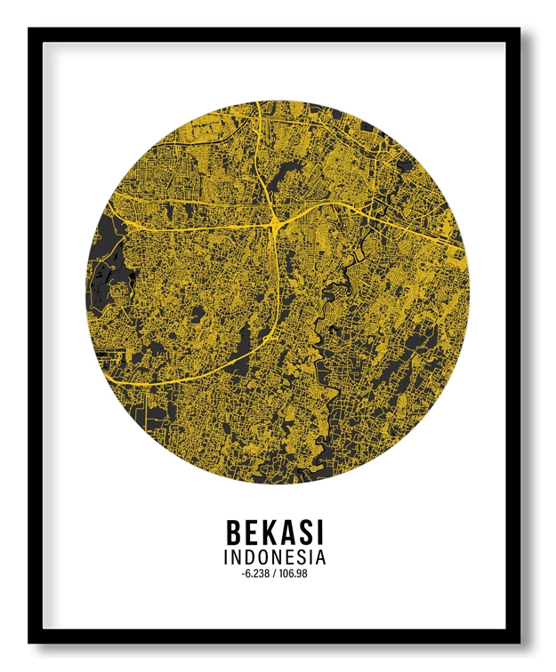 Circle poster yellow map of Bekasi