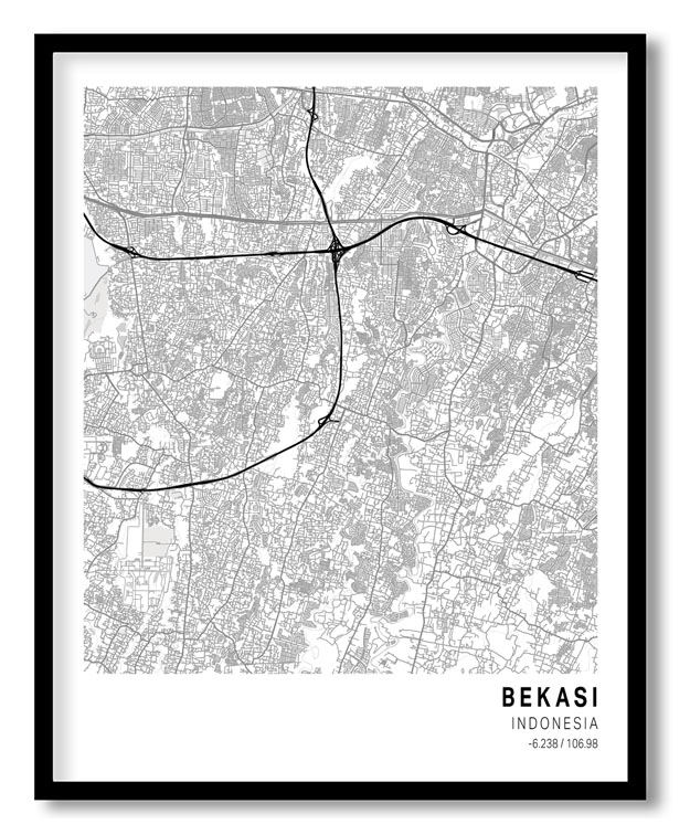 Pantone below white map of Bekasi