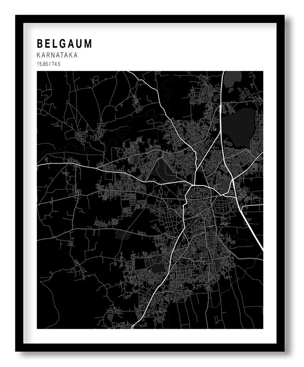 Pantone above black map of Belgaum