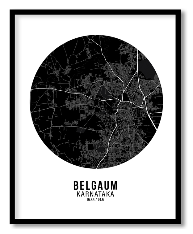 Circle poster black map of Belgaum