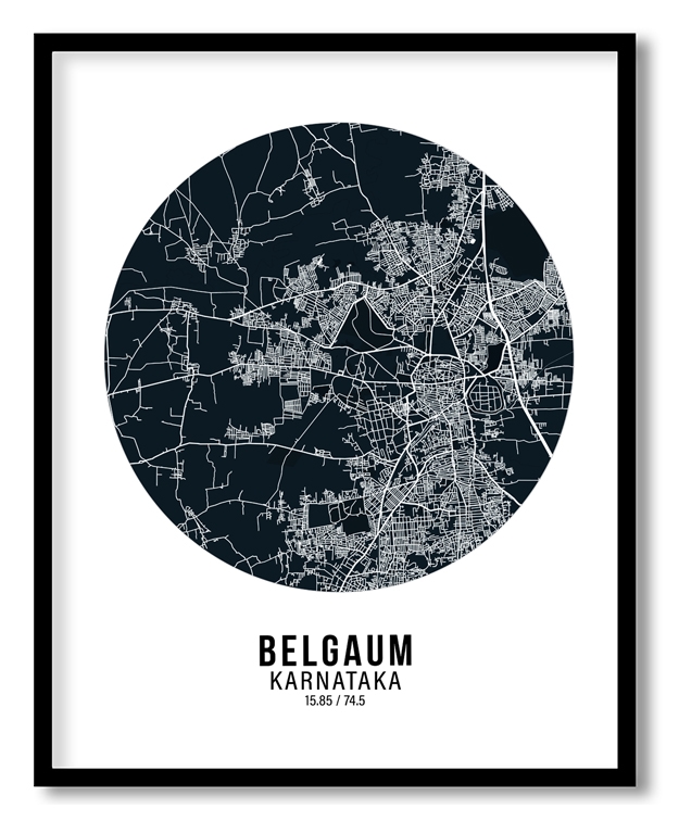Circle poster blue map of Belgaum
