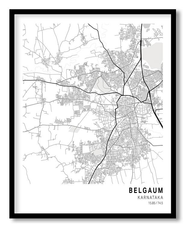 Pantone below white map of Belgaum