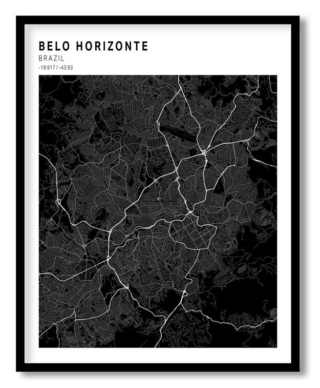 Pantone above black map of Belo Horizonte
