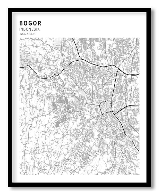 Pantone above white map of Bogor