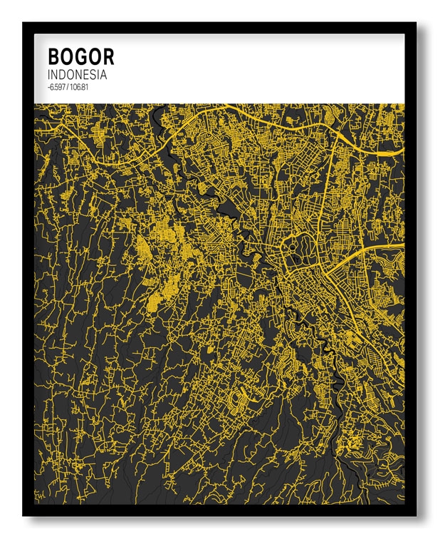 Strip above poster white map of Bogor