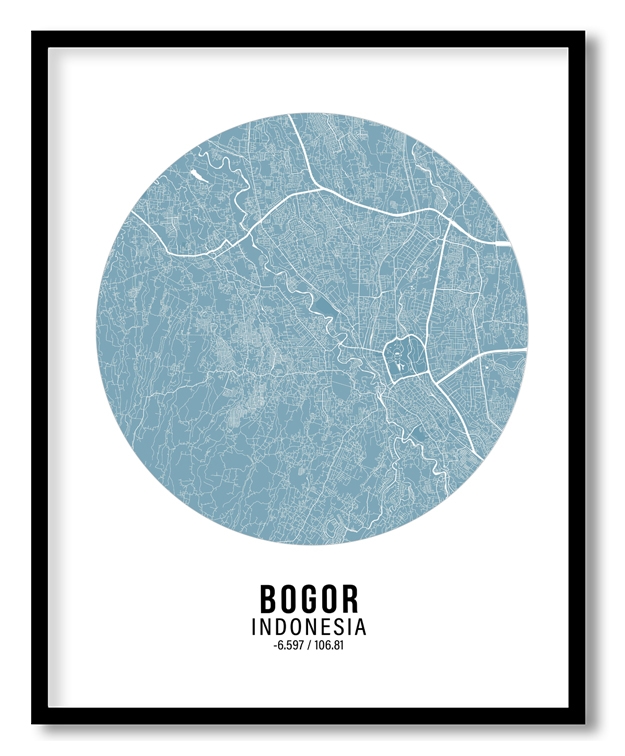 Circle poster sky blue map of Bogor