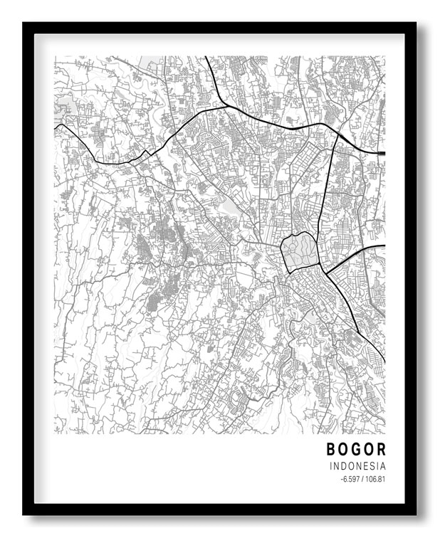 Pantone below white map of Bogor