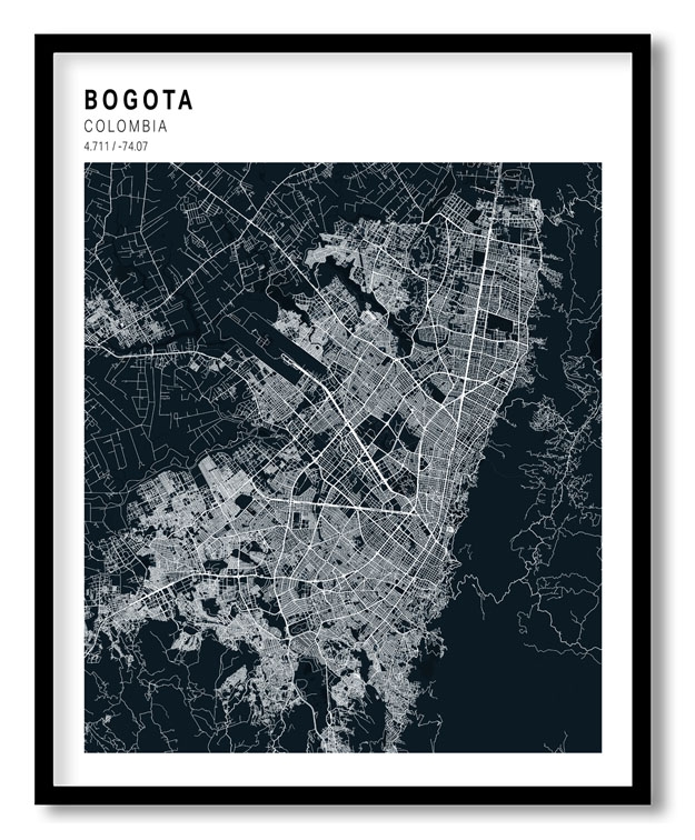 Pantone above blue map of Bogota
