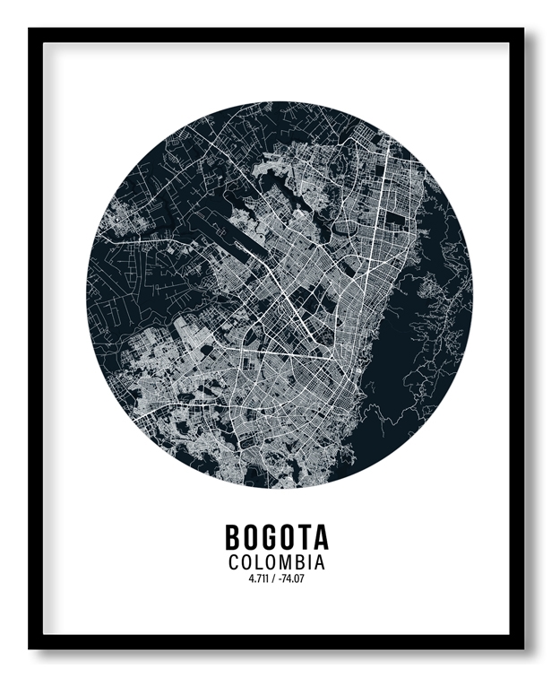 Circle poster blue map of Bogota