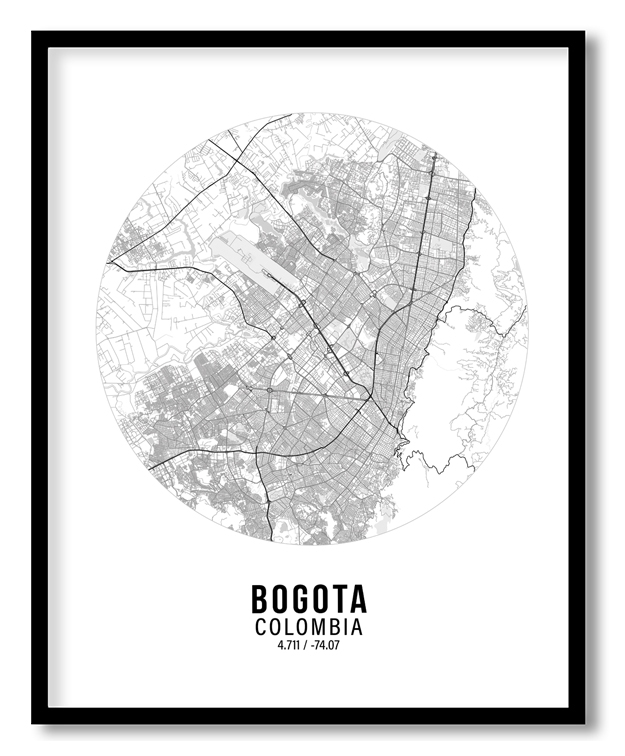 Circle poster white map of Bogota