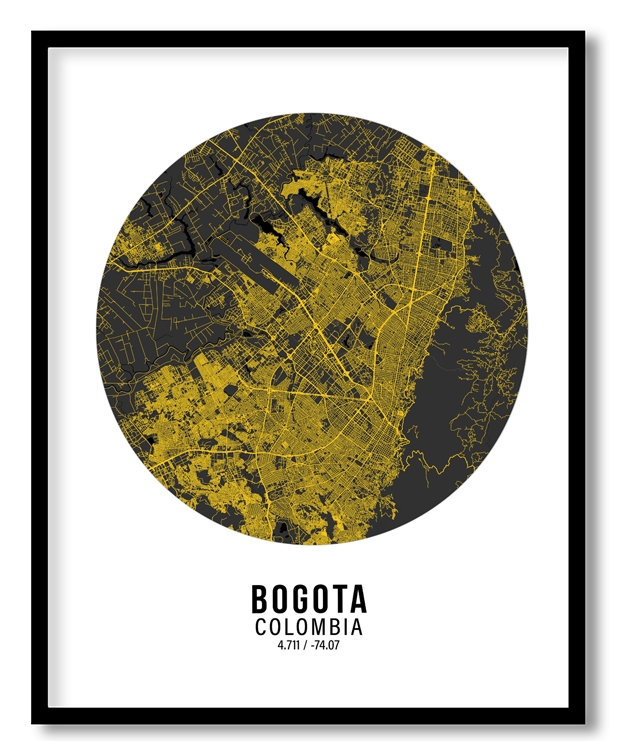 Circle poster yellow map of Bogota