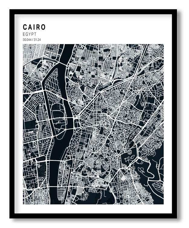 Pantone above blue map of Cairo