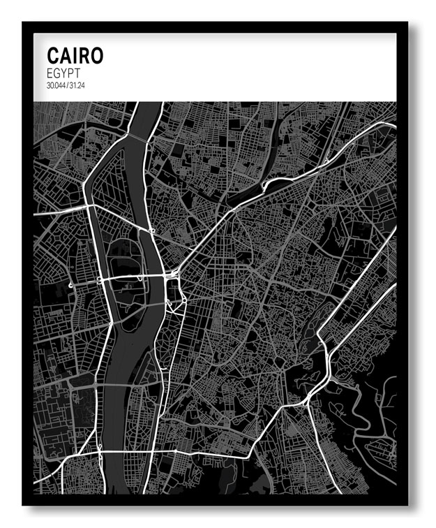 Strip above poster black map of Cairo