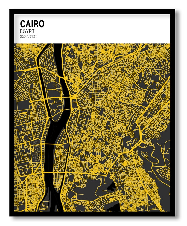 Strip above poster white map of Cairo