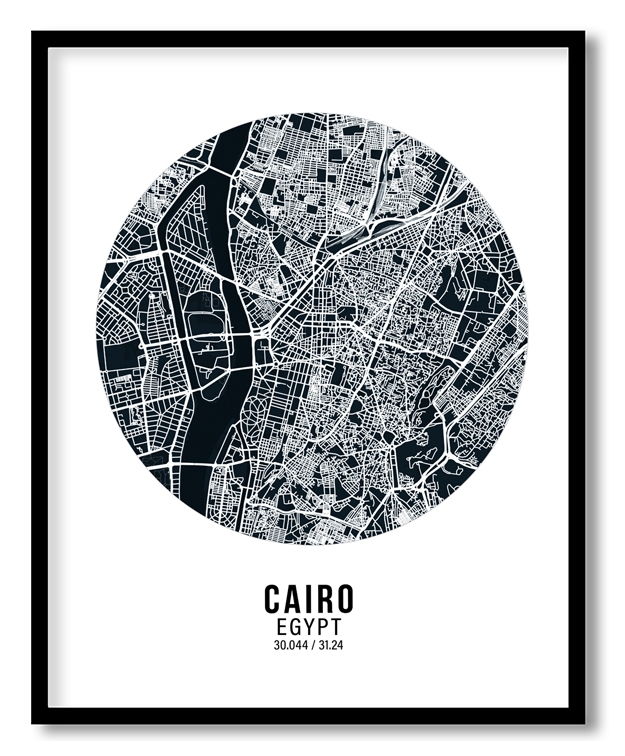 Circle poster blue map of Cairo