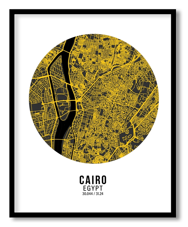 Circle poster yellow map of Cairo