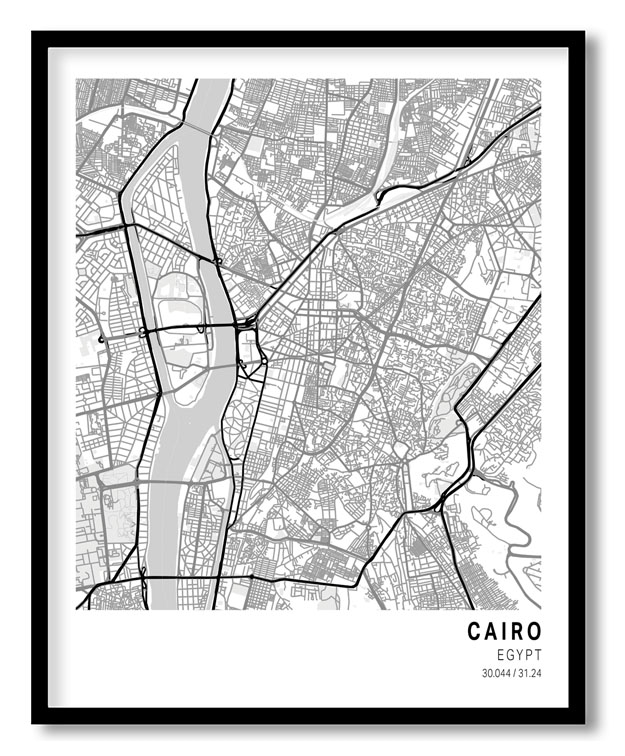 Pantone below white map of Cairo