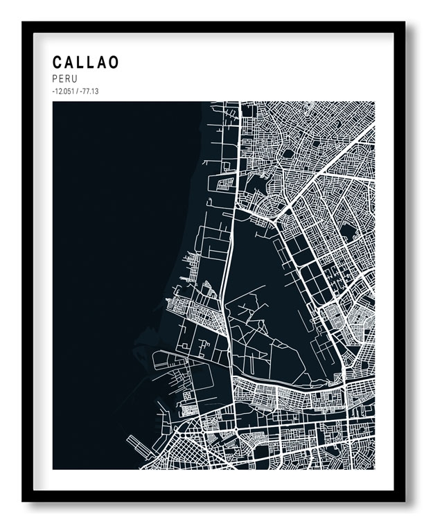 Pantone above blue map of Callao