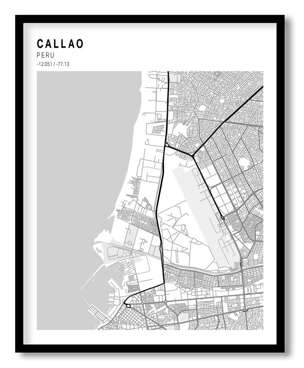 Pantone above white map of Callao