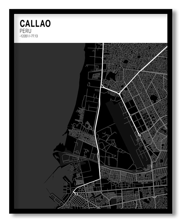 Strip above poster black map of Callao