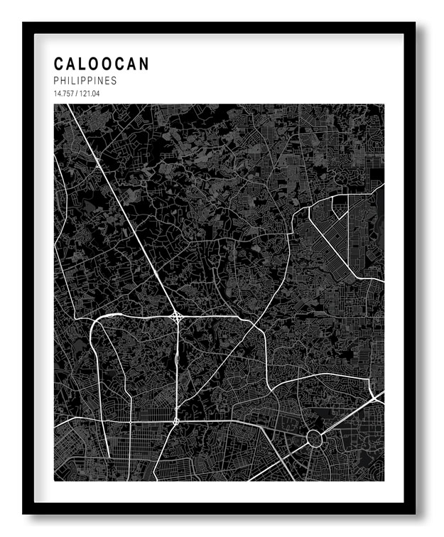 Pantone above black map of Caloocan