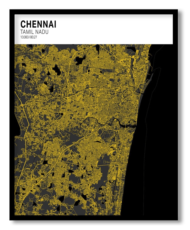 Strip above poster white map of Chennai